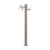 Fontaine de jardin Olbia en acier avec support tuyau et double robinets – 11 x 26 x 88 cm - Taupe