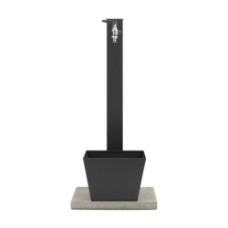 Fontaine de jardin Trapani en acier double robinets et support tuyau avec bac et socle – 40 x 40 x 89 cm - Anthracite