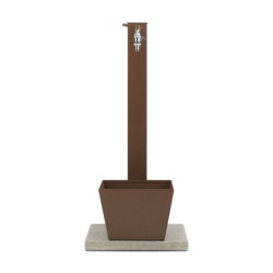 Fontaine de jardin Trapani en acier double robinets et support tuyau avec bac et socle – 40 x 40 x 89 cm - Rouille