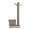 Fontaine de jardin Trapani en acier double robinets et support tuyau avec bac et socle – 40 x 40 x 89 cm - Taupe