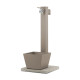 Fontaine de jardin Trapani en aluminium double robinets et support tuyau avec bac et socle – 40 x 40 x 89 cm - Taupe