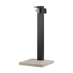 Fontaine de jardin Barletta en aluminium double robinets, support tuyau et socle – 40 x 40 x 89 cm - Anthracite