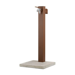 Fontaine de jardin Barletta en acier double robinets, support tuyau et socle – 40 x 40 x 89 cm - Rouille