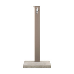Fontaine de jardin Barletta en aluminium double robinets, support tuyau et socle – 40 x 40 x 89 cm - Taupe
