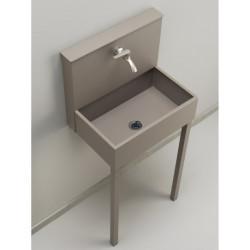 Evier mural Sorrente en acier avec deux robinets – 50 x 36 x 112 cm - Taupe