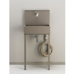 Evier mural Sorrente en acier avec deux robinets – 50 x 36 x 112 cm - Taupe