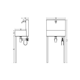 Evier mural Sorrente en acier avec deux robinets – 50 x 36 x 112 cm - Anthracite