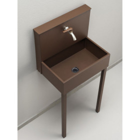 Evier mural Sorrente en acier avec deux robinets – 50 x 36 x 112 cm - Rouille