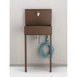 Evier mural Sorrente en acier avec deux robinets – 50 x 36 x 112 cm - Rouille
