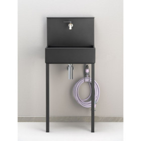 Evier mural Sorrente en acier avec deux robinets – 50 x 36 x 112 cm - Anthracite