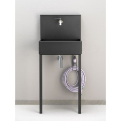 Evier mural Sorrente en acier avec deux robinets – 50 x 36 x 112 cm - Anthracite