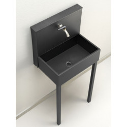 Evier mural Sorrente en acier avec deux robinets – 50 x 36 x 112 cm - Anthracite