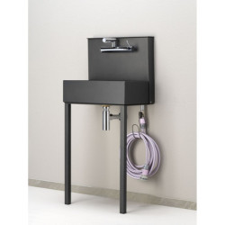 Evier mural Mistretta en acier avec double robinets et mitigeur – 50 x 36 x 112 cm - Anthracite