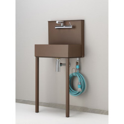 Evier mural Mistretta en acier avec double robinets et mitigeur – 50 x 36 x 112 cm - Rouille