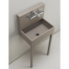 Evier mural Mistretta en acier avec double robinets et mitigeur – 50 x 36 x 112 cm - Taupe