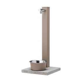 Fontaine de jardin Fabro en aluminium avec socle et abreuvoir – 40 x 40x 90 cm - Taupe