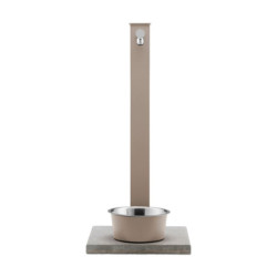 Fontaine de jardin Fabro en aluminium avec socle et abreuvoir – 40 x 40x 90 cm - Taupe