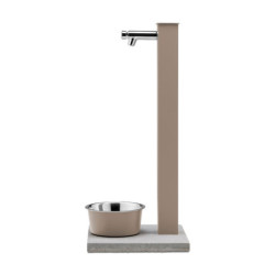 Fontaine de jardin Fabro en aluminium avec socle et abreuvoir – 40 x 40x 90 cm - Taupe