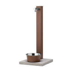Fontaine de jardin Fabro en aluminium avec socle et abreuvoir – 40 x 40x 90 cm - Rouille
