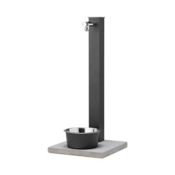 Fontaine de jardin Fabro en acier avec socle et abreuvoir – 40 x 40x 90 cm - Anthracite
