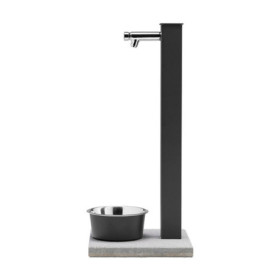 Fontaine de jardin Fabro en aluminium avec socle et abreuvoir – 40 x 40x 90 cm - Anthracite