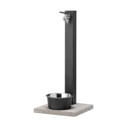 Fontaine de jardin Alatri en acier avec socle, abreuvoir et double robinets – 40 x 40x 90 cm - Anthracite