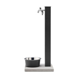 Fontaine de jardin Alatri en acier avec socle, abreuvoir et double robinets – 40 x 40x 90 cm - Anthracite