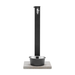 Fontaine de jardin Alatri en acier avec socle, abreuvoir et double robinets – 40 x 40x 90 cm - Anthracite
