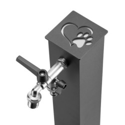 Fontaine de jardin Alatri en acier avec socle, abreuvoir et double robinets – 40 x 40x 90 cm - Anthracite