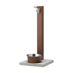 Fontaine de jardin Alatri en acier avec socle, abreuvoir et double robinets – 40 x 40x 90 cm - Rouille