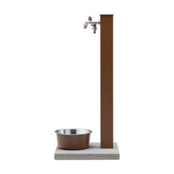 Fontaine de jardin Alatri en aluminium avec socle, abreuvoir et double robinets – 40 x 40x 90 cm - Rouille
