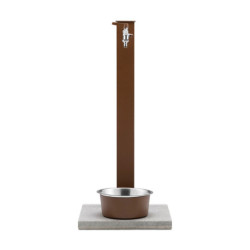 Fontaine de jardin Alatri en acier avec socle, abreuvoir et double robinets – 40 x 40x 90 cm - Rouille