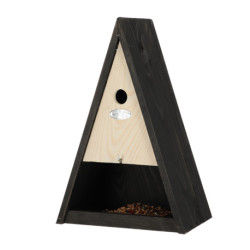 Nichoir et mangeoire pour mésanges Wigwam de couloir noir – 26,2 x 16,5 x 39,2 cm