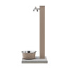 Fontaine de jardin Alatri en acier avec socle, abreuvoir et double robinets – 40 x 40x 90 cm - Taupe
