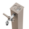 Fontaine de jardin Alatri en acier avec socle, abreuvoir et double robinets – 40 x 40x 90 cm - Taupe