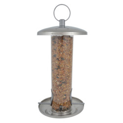 Mangeoire à graines silo pour oiseaux en acier inoxydable – 14,3 x 14,2 x 30,3 cm