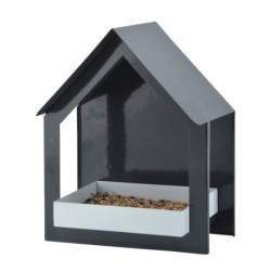 Mangeoire murale contemporaine en acier anthracite et blanc – 19,4 x 12,3 x 23,2 cm