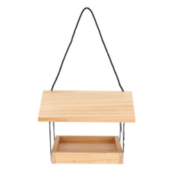 Mangeoire à suspendre en bois pin 100% FSC et fer – 24,5 x 24,5 x 18,3 cm