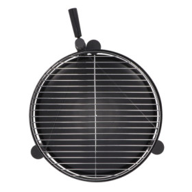 Braséro de jardin rond sur pieds avec grille de cuisson en fer – 54 x 66,5 x 69 cm – taille S - Noir