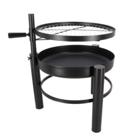 Braséro de jardin rond sur pieds avec grille de cuisson en fer – 54 x 66,5 x 69 cm – taille S - Noir