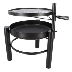 Braséro de jardin rond sur pieds avec grille de cuisson en fer – 66 x 78 x 69 cm – taille L -  Noir
