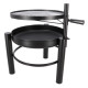 Braséro de jardin rond sur pieds avec grille de cuisson en fer – 66 x 78 x 69 cm – taille L -  Noir