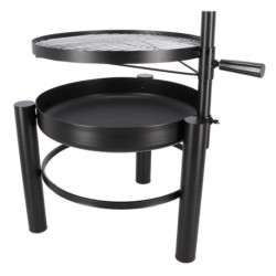 Braséro de jardin rond sur pieds avec grille de cuisson en fer – 66 x 78 x 69 cm – taille L -  Noir