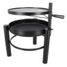 Braséro de jardin rond sur pieds avec grille de cuisson en fer – 66 x 78 x 69 cm – taille L -  Noir