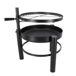 Braséro de jardin rond sur pieds avec grille de cuisson en fer – 66 x 78 x 69 cm – taille L -  Noir