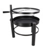 Braséro de jardin rond sur pieds avec grille de cuisson en fer – 66 x 78 x 69 cm – taille L -  Noir