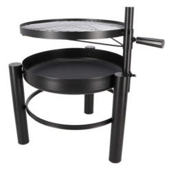 Braséro de jardin rond sur pieds avec grille de cuisson en fer – 66 x 78 x 69 cm – taille L -  Noir