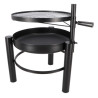 Braséro de jardin rond sur pieds avec grille de cuisson en fer – 66 x 78 x 69 cm – taille L -  Noir