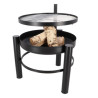 Braséro de jardin rond sur pieds avec grille de cuisson en fer – 66 x 78 x 69 cm – taille L -  Noir