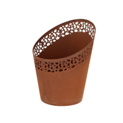 Braséro de jardin incliné ovale ajouré en fer – 36,1 x 35 x 44,9 cm - Rouille